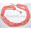 Бусы-ожерелье из натурального розового коралла 'Лепестки роз'