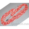 Бусы-ожерелье из натурального розового коралла 'Лепестки роз'